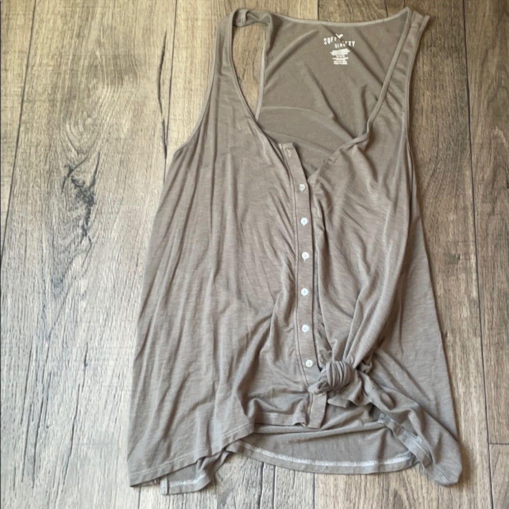 AE navy green button up tank top size:M